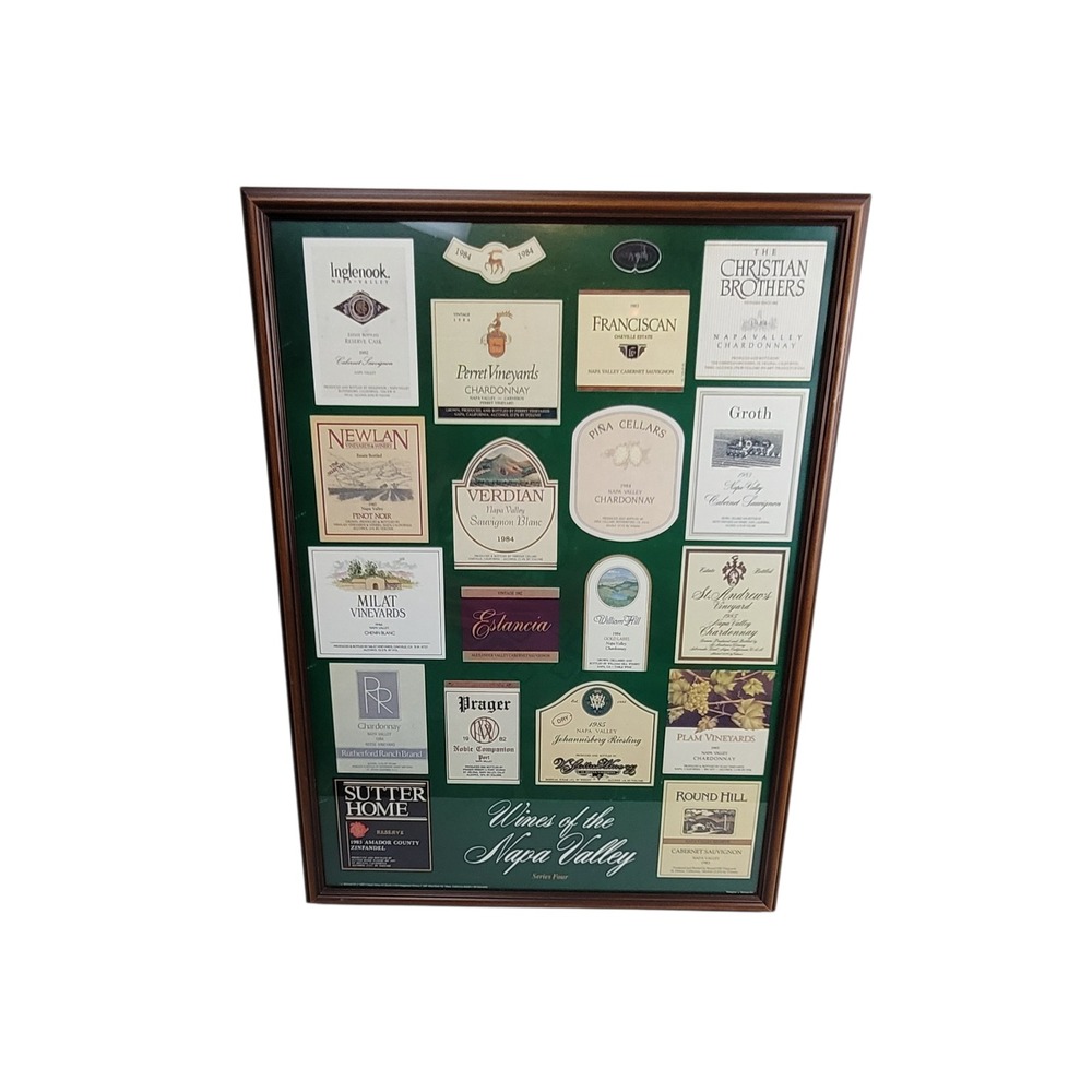 Vintage Wines of the‎ Napa Valley Series Four Framed Wine Label Poster Art 20x27
